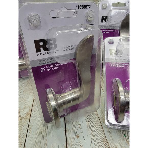 5 RELIABILT Olivia Satin Nickel Interior/Exterior NonTurning Dummy Door Handle - Picture 2 of 6